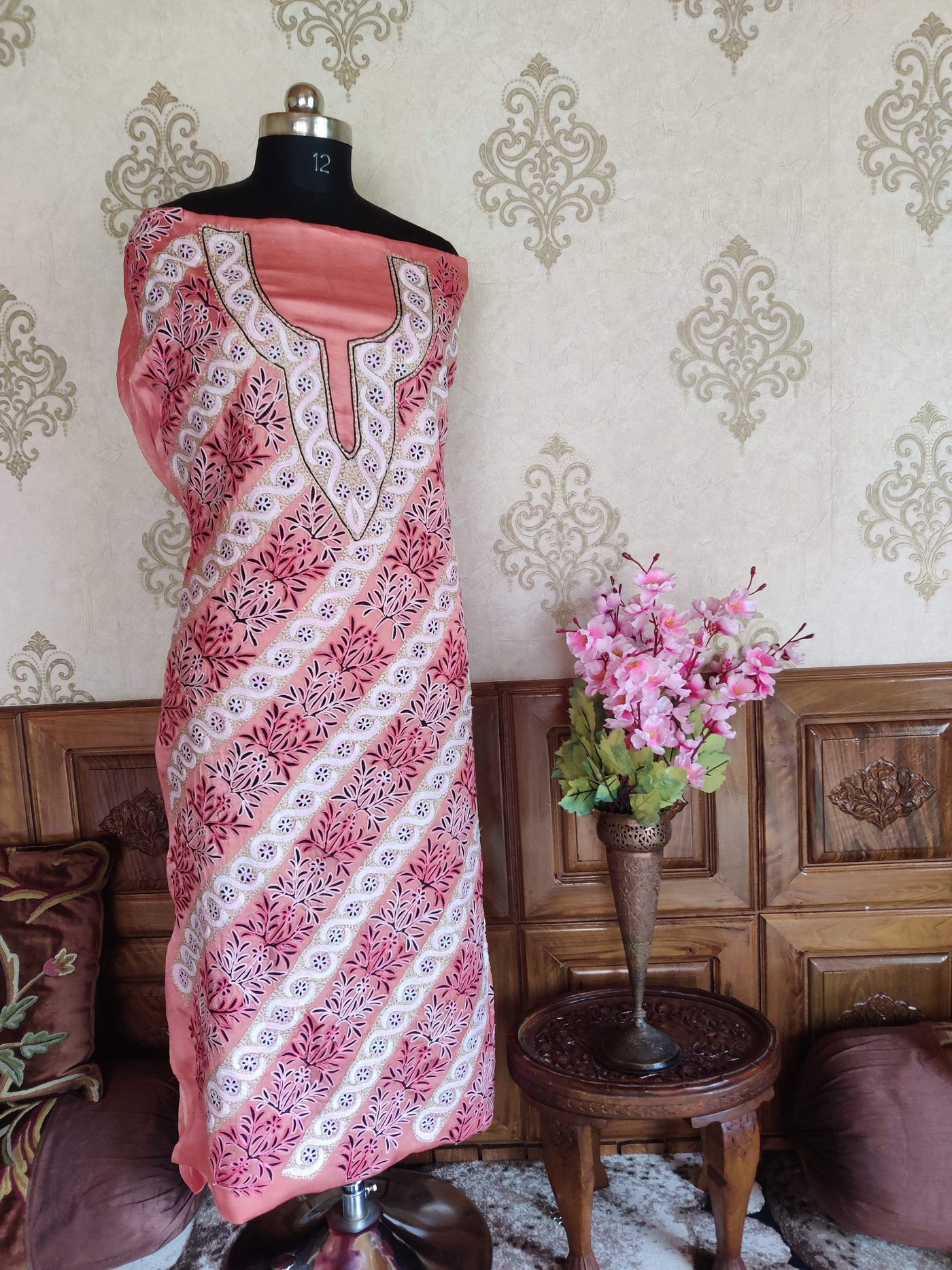 Get 20% Off on Pink Kashmiri Aari Work Georgette Suit Set – Luxurion World